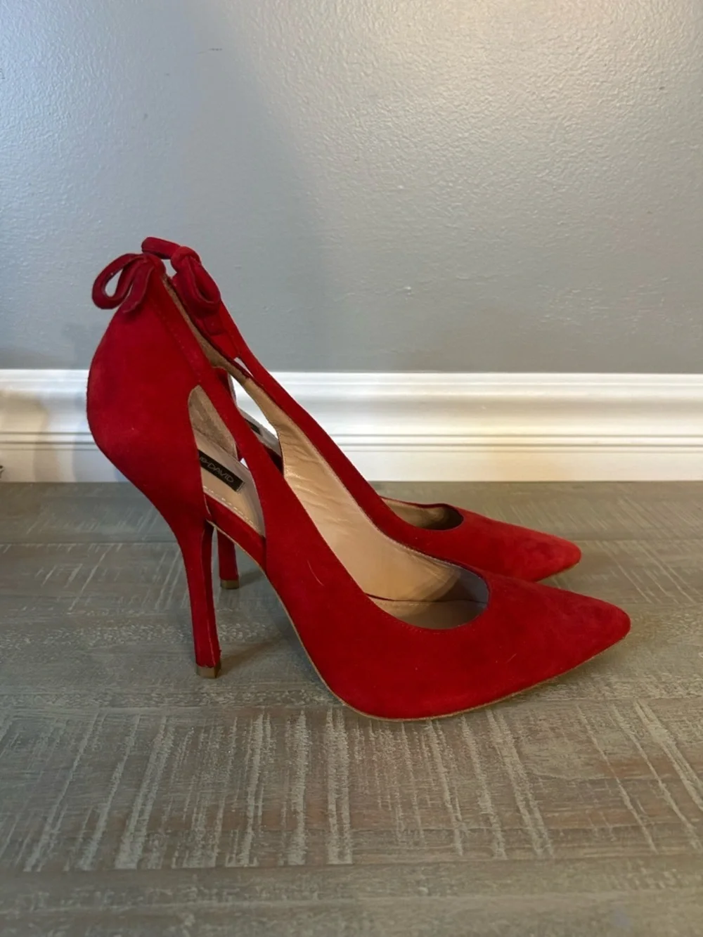Joan & David Women’s Red Leather Pointy Toe Stiletto Heels, Size 9.5 - Picture 7 of 9